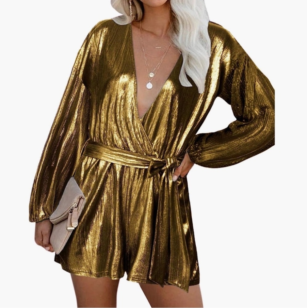 Gold Short Romper. New With Tags.